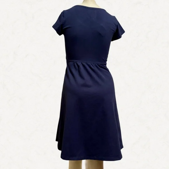 Hope & Henry Organic Cotton Tie Waist Dress Navy Blue Women’s Size 2 XS NWT - Picture 7 of 9